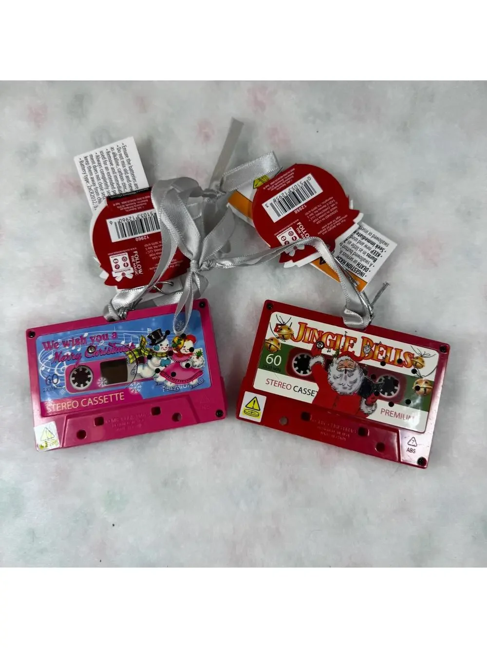 Cassette Ornaments - Jingle Bells or We Wish You A Merry Christmas New with Tags